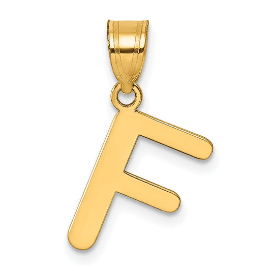 14k Polished Bubble Letter F Initial Pendant