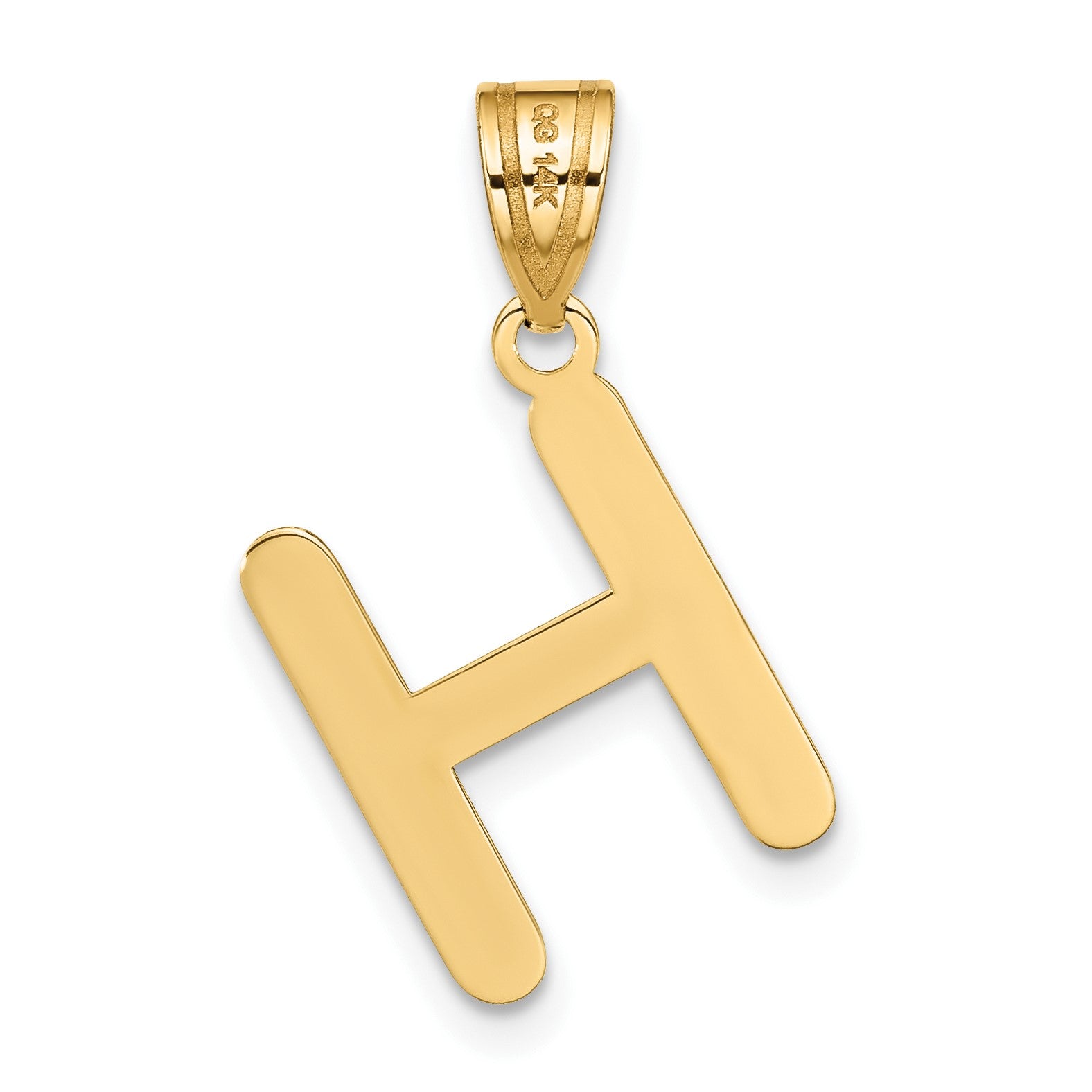 14k Polished Bubble Letter H Initial Pendant