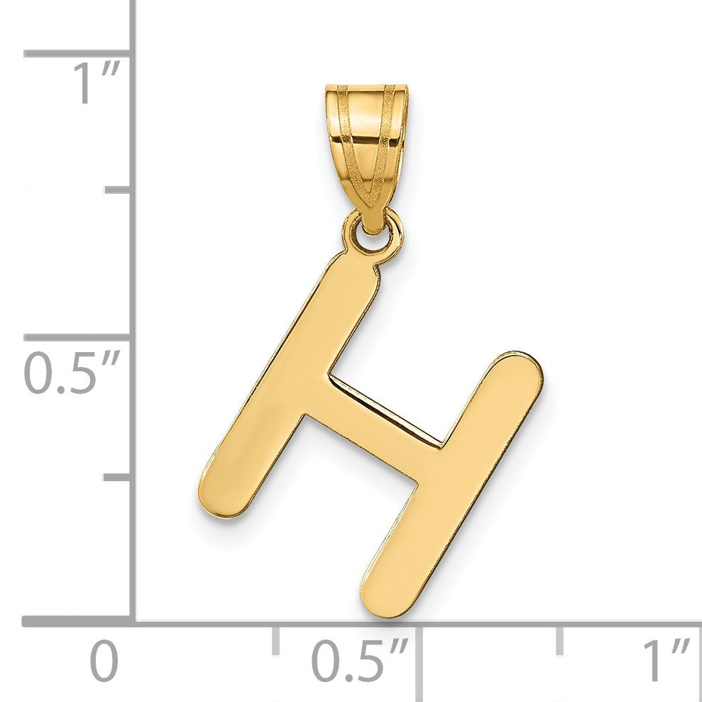 14k Polished Bubble Letter H Initial Pendant