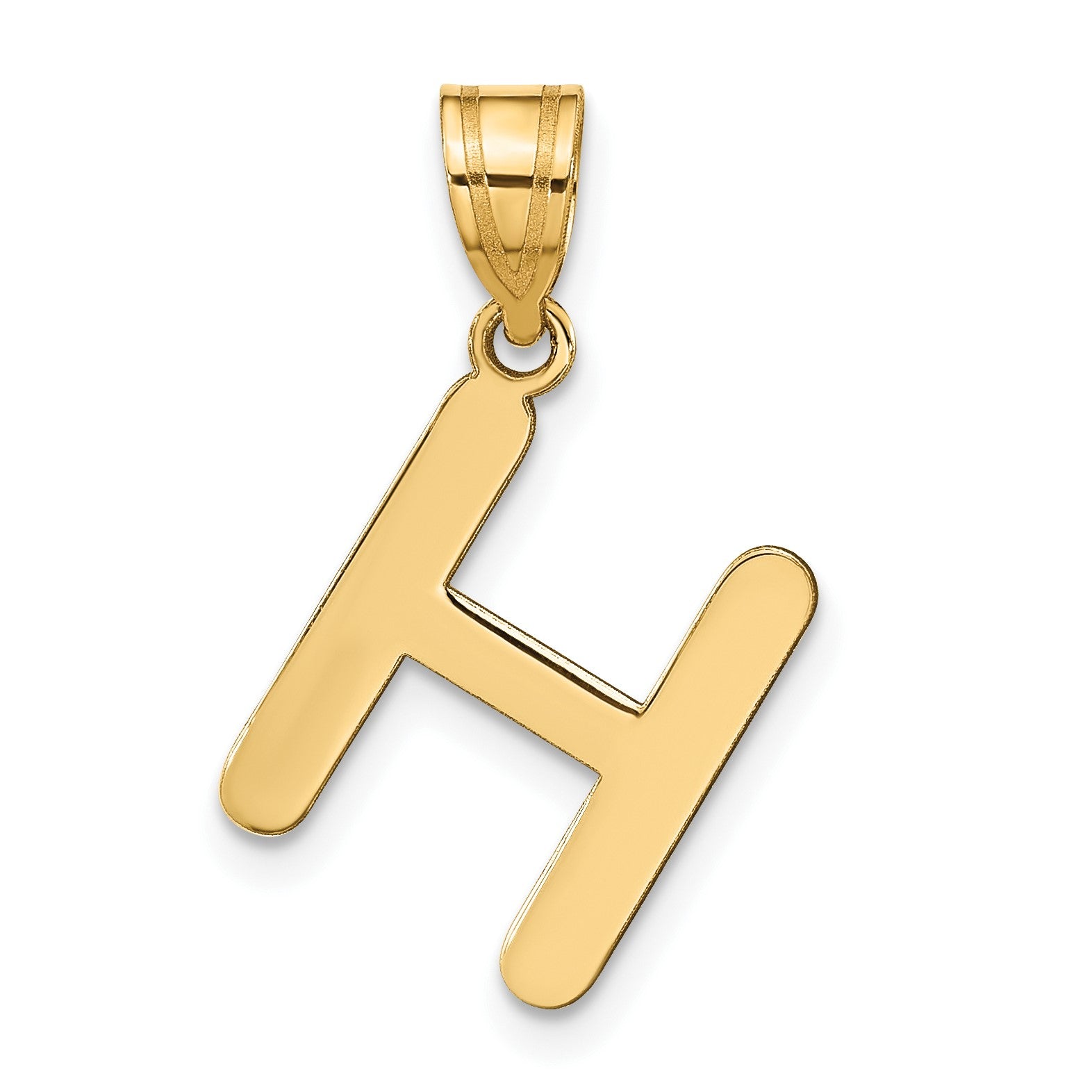14k Polished Bubble Letter H Initial Pendant