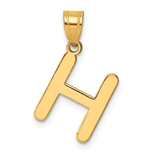 14k Polished Bubble Letter H Initial Pendant