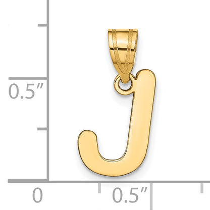 14k Polished Bubble Letter J Initial Pendant