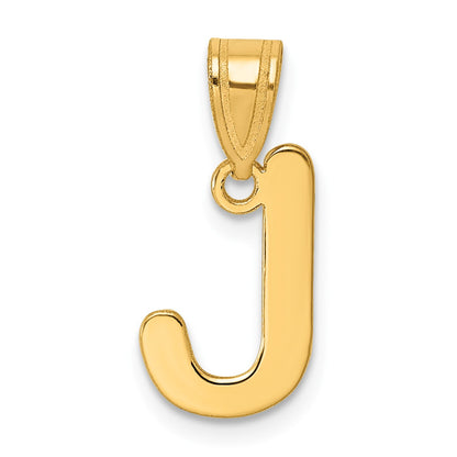 14k Polished Bubble Letter J Initial Pendant