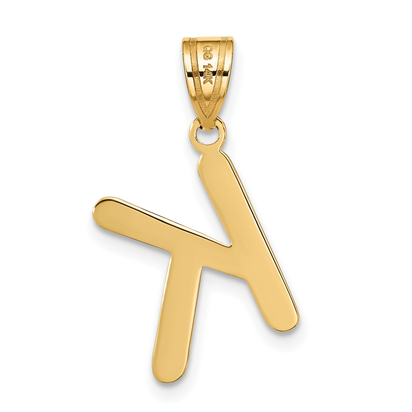 14k Polished Bubble Letter K Initial Pendant