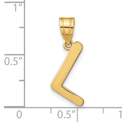 14k Polished Bubble Letter L Initial Pendant