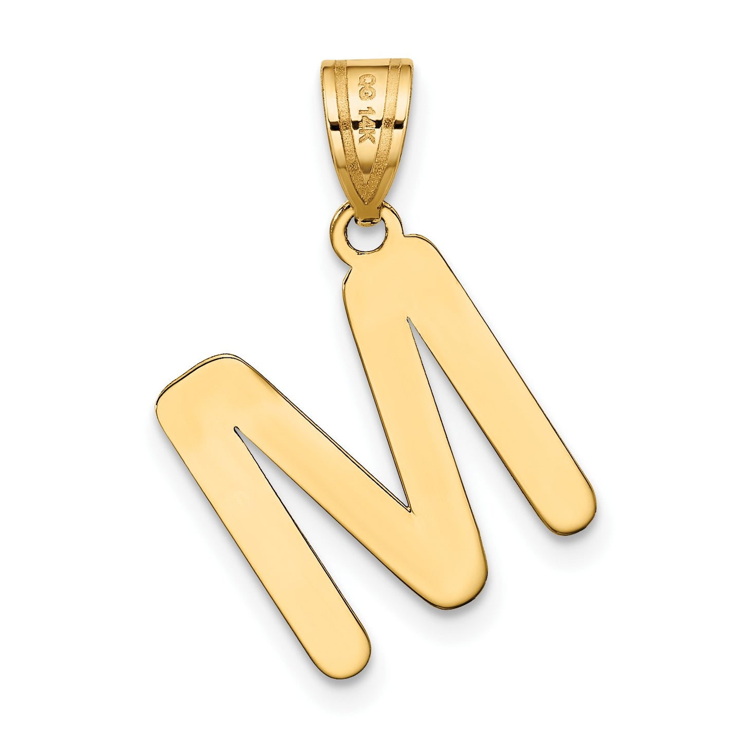 14k Polished Bubble Letter M Initial Pendant