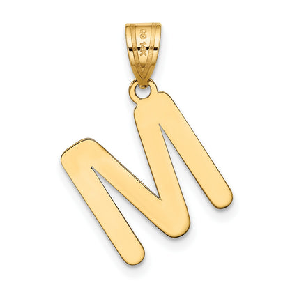 14k Polished Bubble Letter M Initial Pendant