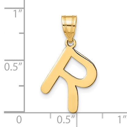 14k Polished Bubble Letter R Initial Pendant