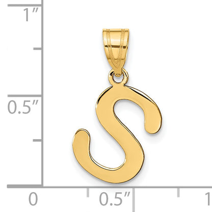 14k Polished Bubble Letter S Initial Pendant