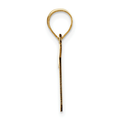 14k Polished Bubble Letter T Initial Pendant