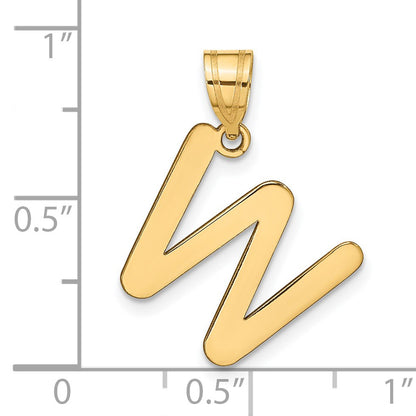 14k Polished Bubble Letter W Initial Pendant