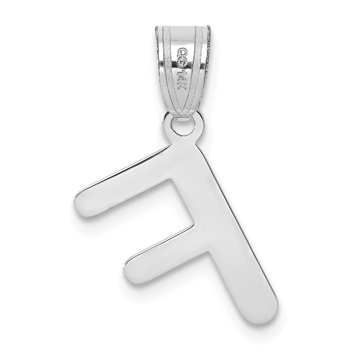 14kw Polished Bubble Letter F Initial Pendant