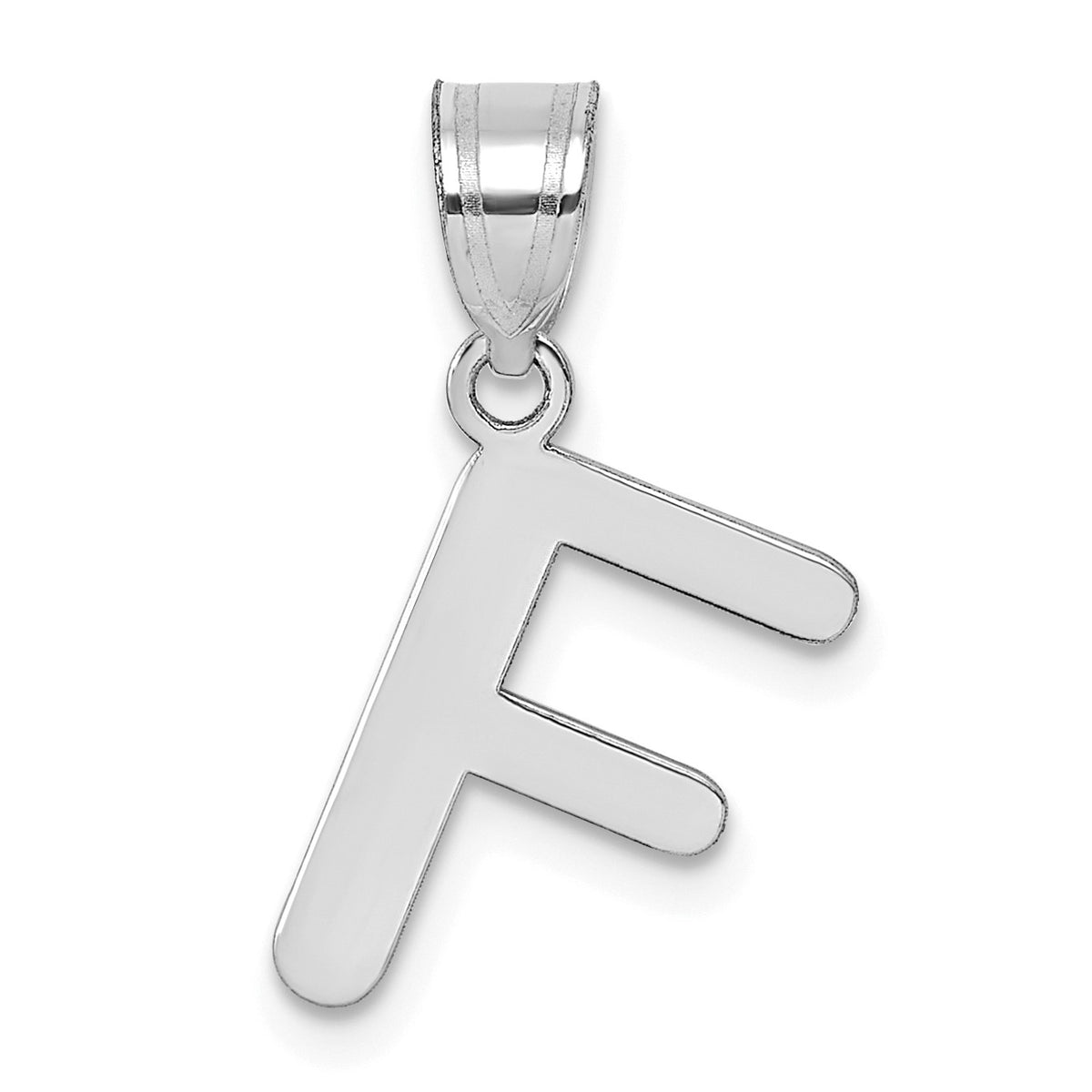 14kw Polished Bubble Letter F Initial Pendant