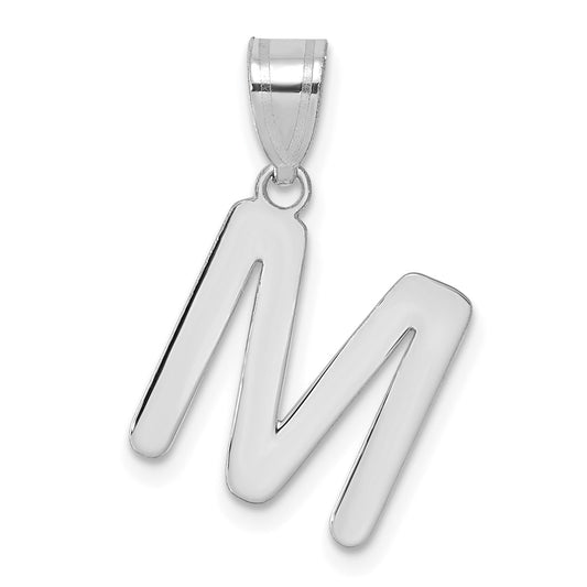 14kw Polished Bubble Letter M Initial Pendant