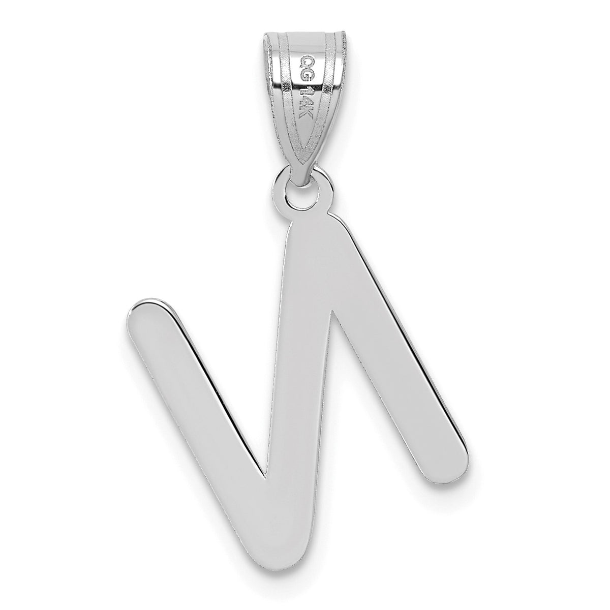 14kw Polished Bubble Letter N Initial Pendant