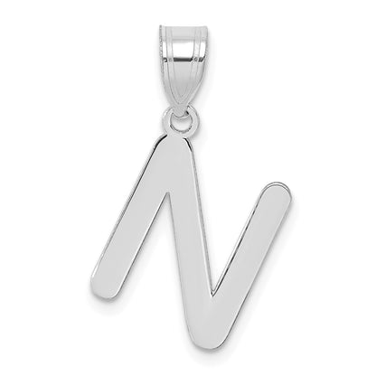 14kw Polished Bubble Letter N Initial Pendant
