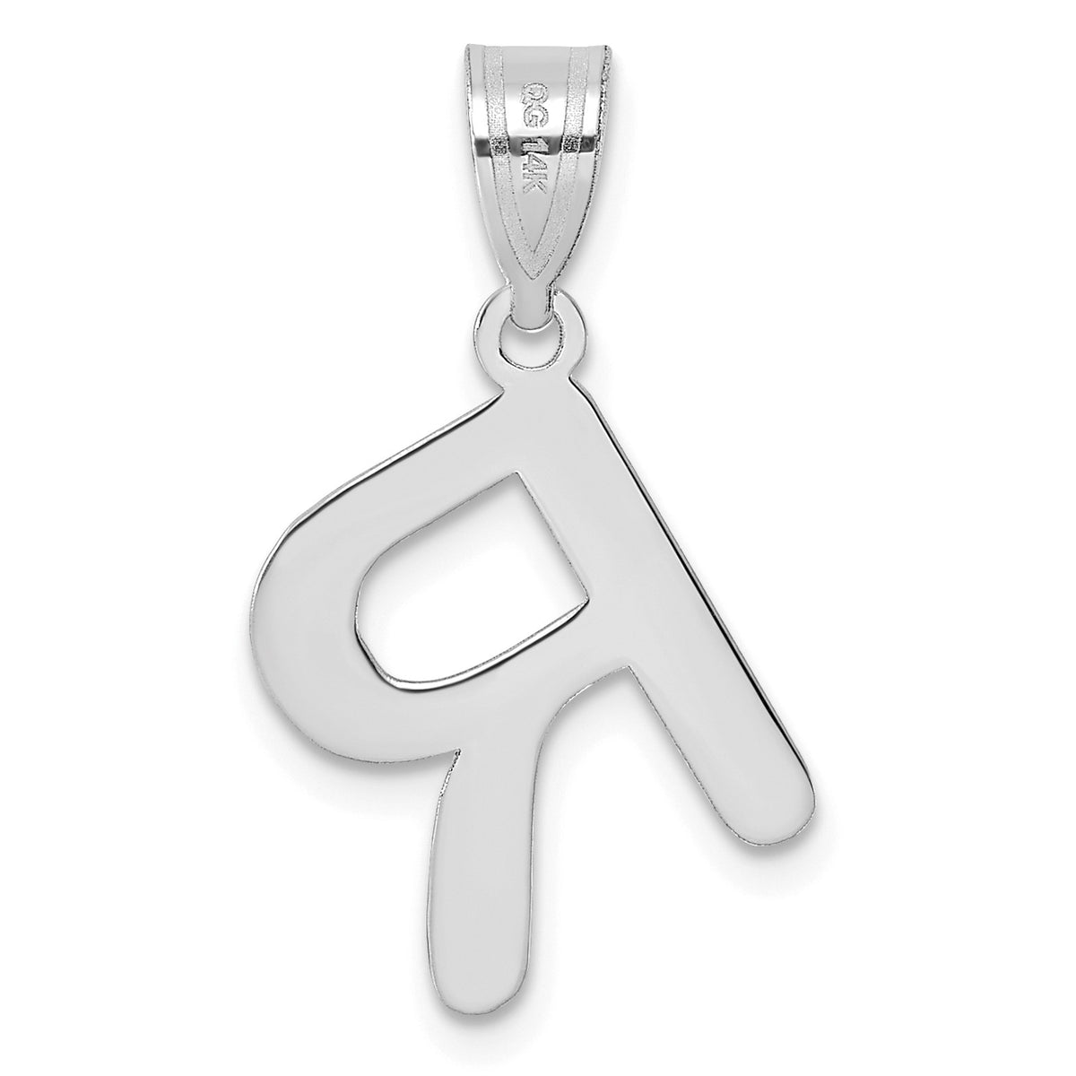 14kw Polished Bubble Letter R Initial Pendant