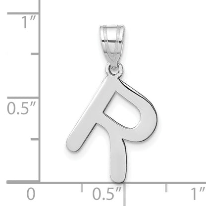 14kw Polished Bubble Letter R Initial Pendant