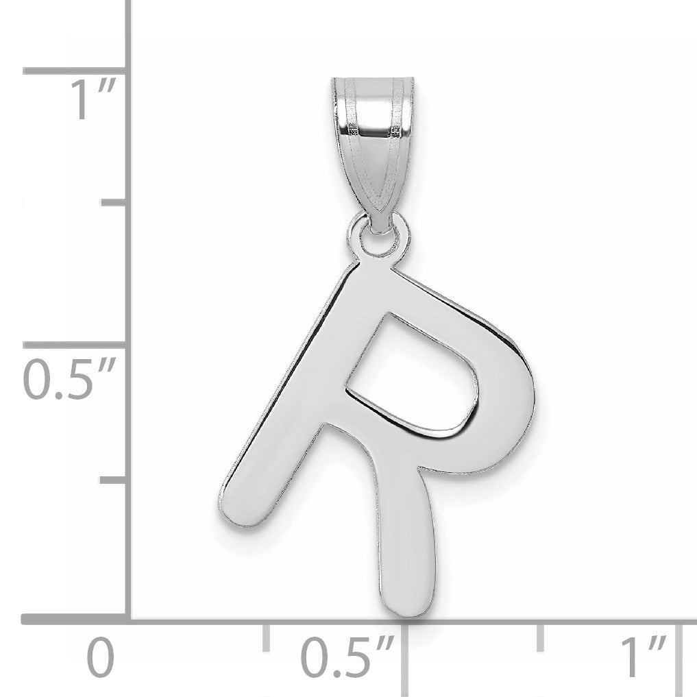 14kw Polished Bubble Letter R Initial Pendant