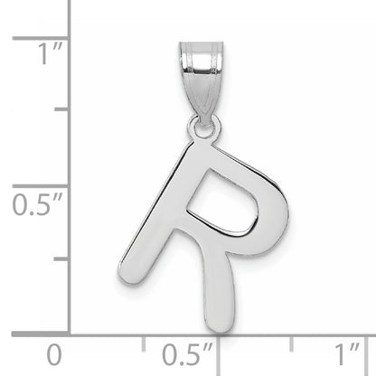 14kw Polished Bubble Letter R Initial Pendant
