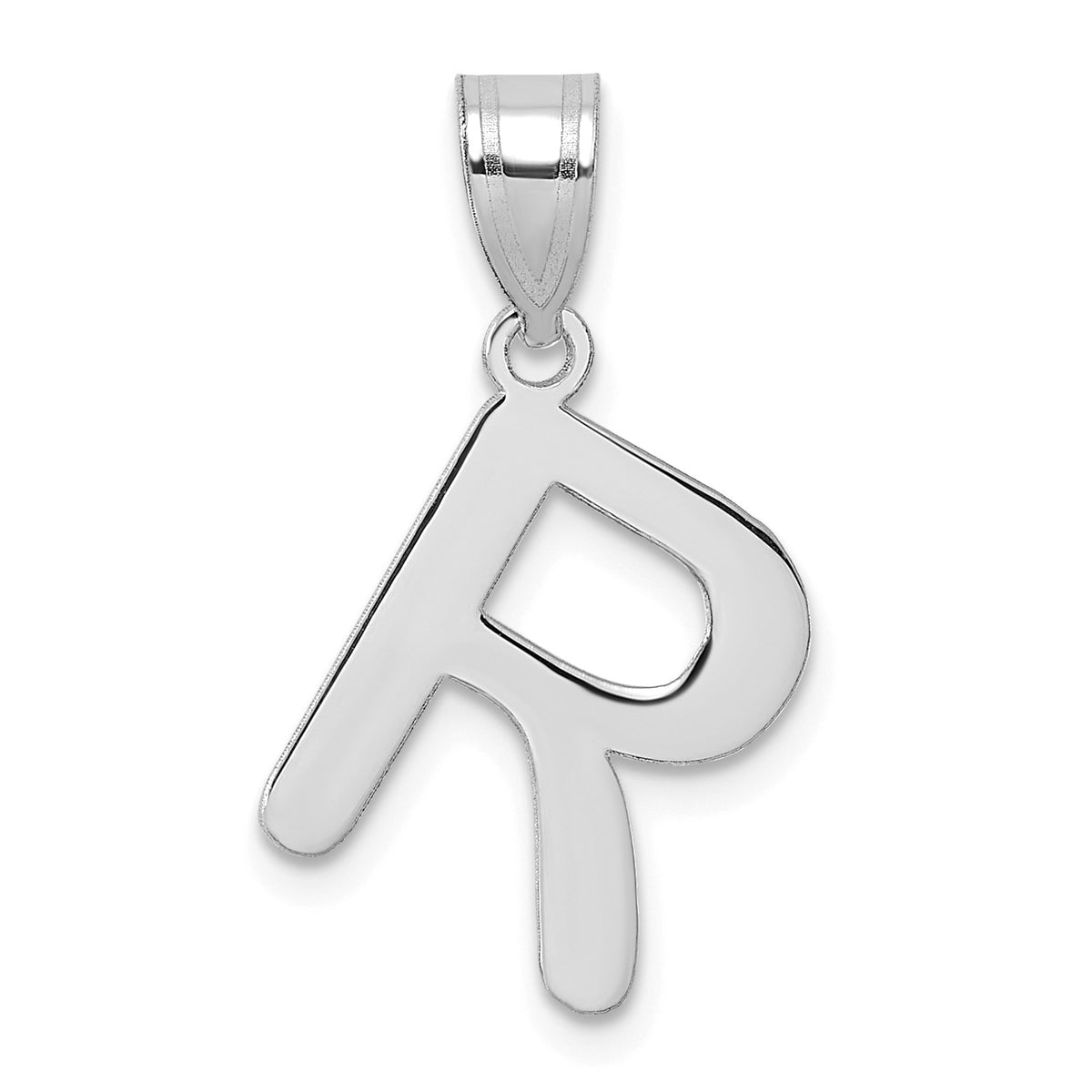 14kw Polished Bubble Letter R Initial Pendant