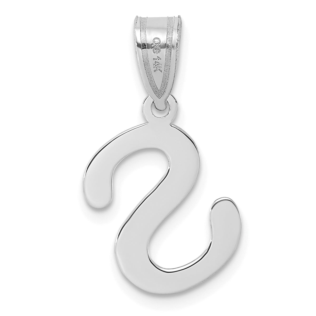 14kw Polished Bubble Letter S Initial Pendant