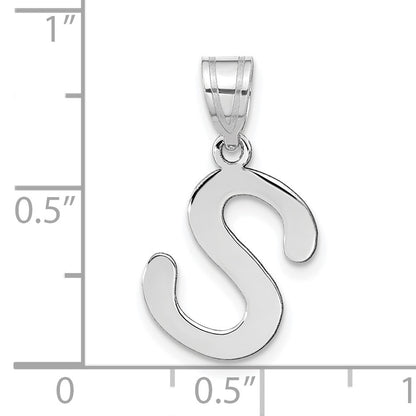 14kw Polished Bubble Letter S Initial Pendant