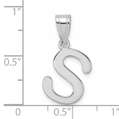 14kw Polished Bubble Letter S Initial Pendant