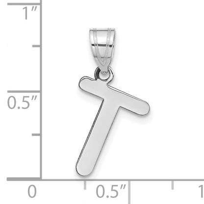 14kw Polished Bubble Letter T Initial Pendant