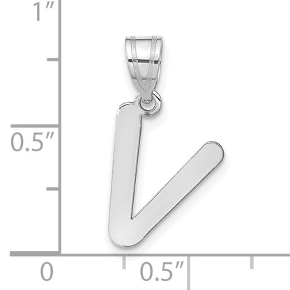 14kw Polished Bubble Letter V Initial Pendant