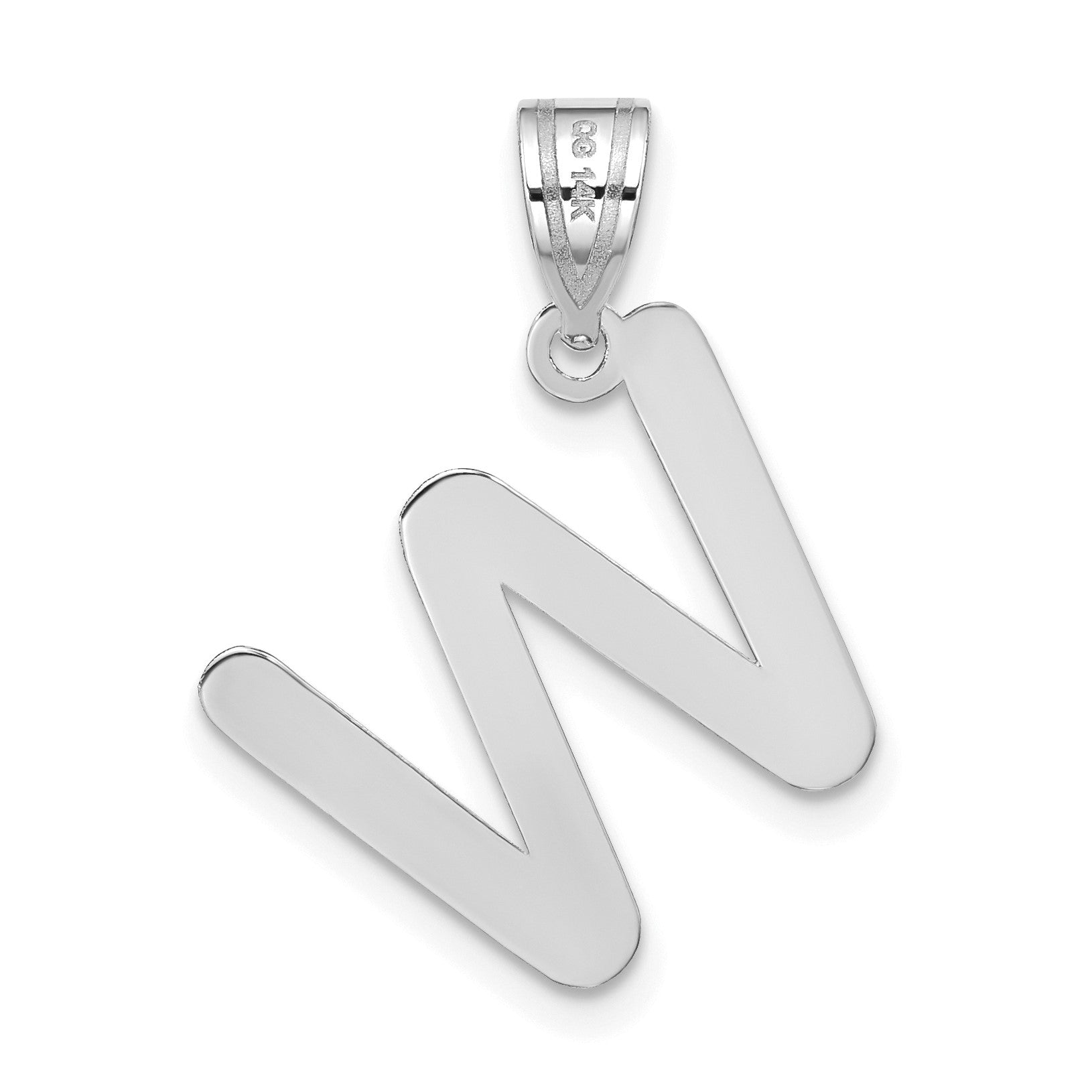 14kw Polished Bubble Letter W Initial Pendant