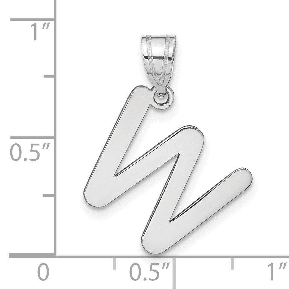 14kw Polished Bubble Letter W Initial Pendant