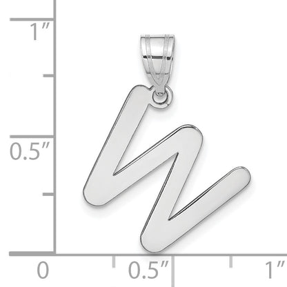 14kw Polished Bubble Letter W Initial Pendant
