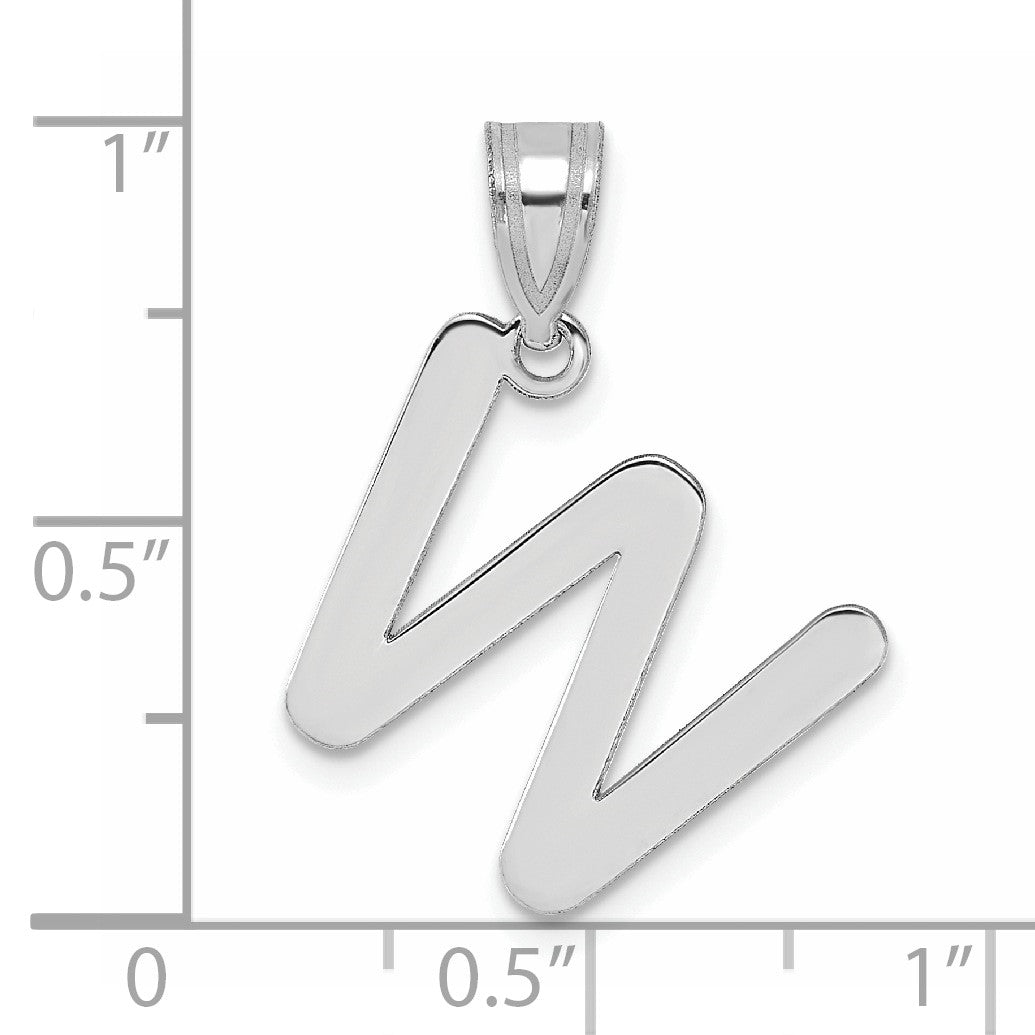14kw Polished Bubble Letter W Initial Pendant