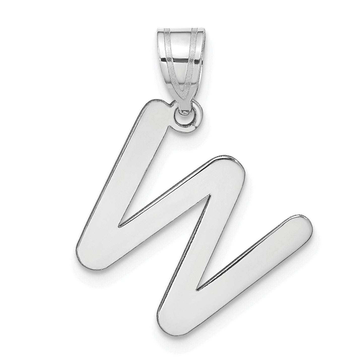 14kw Polished Bubble Letter W Initial Pendant