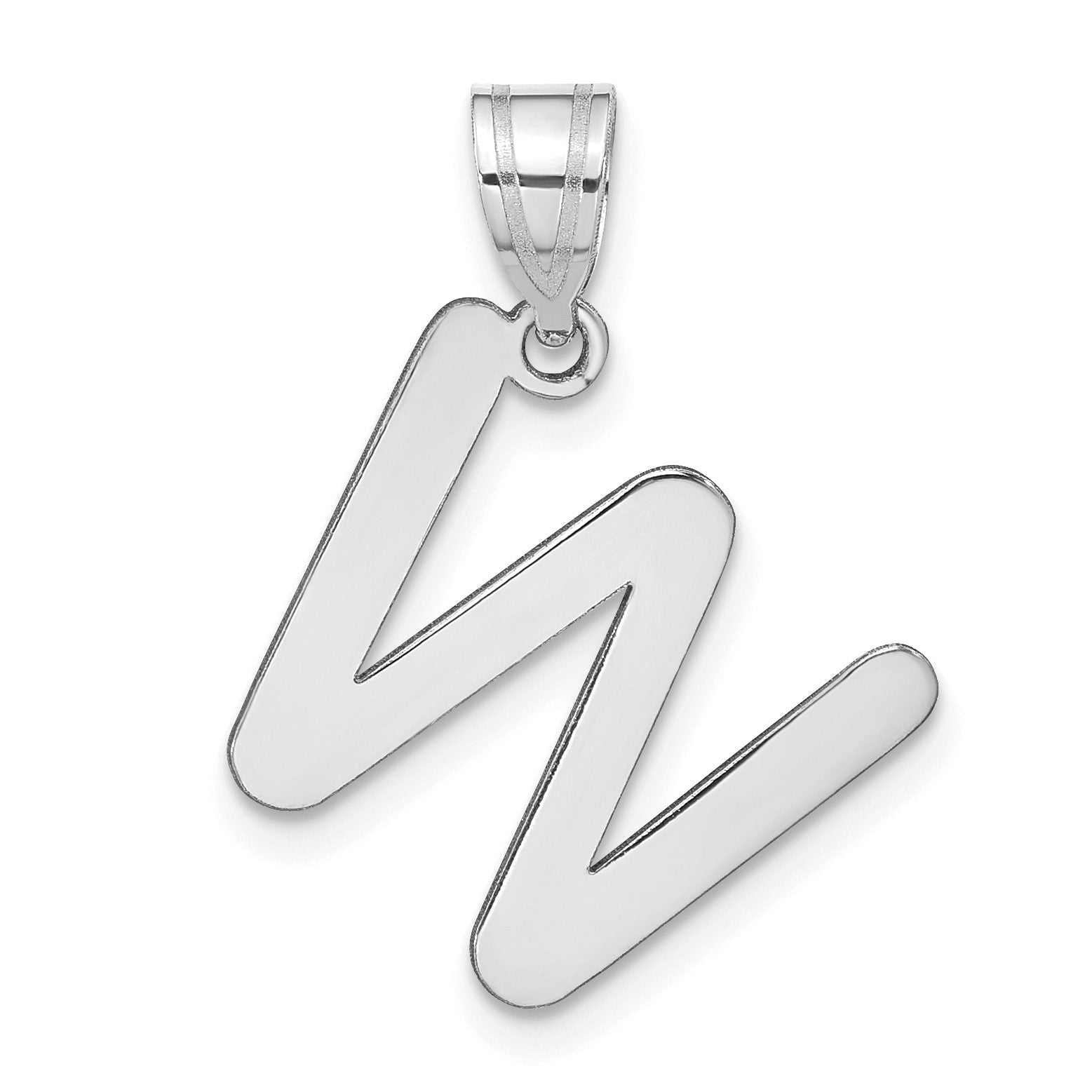 14kw Polished Bubble Letter W Initial Pendant
