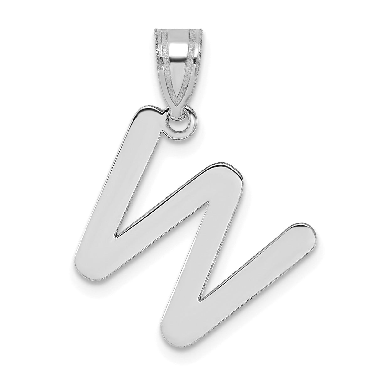 14kw Polished Bubble Letter W Initial Pendant