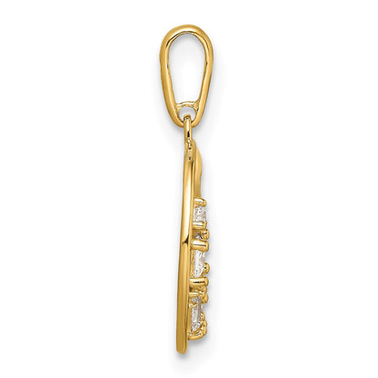 14k CZ Star and Moon Pendant