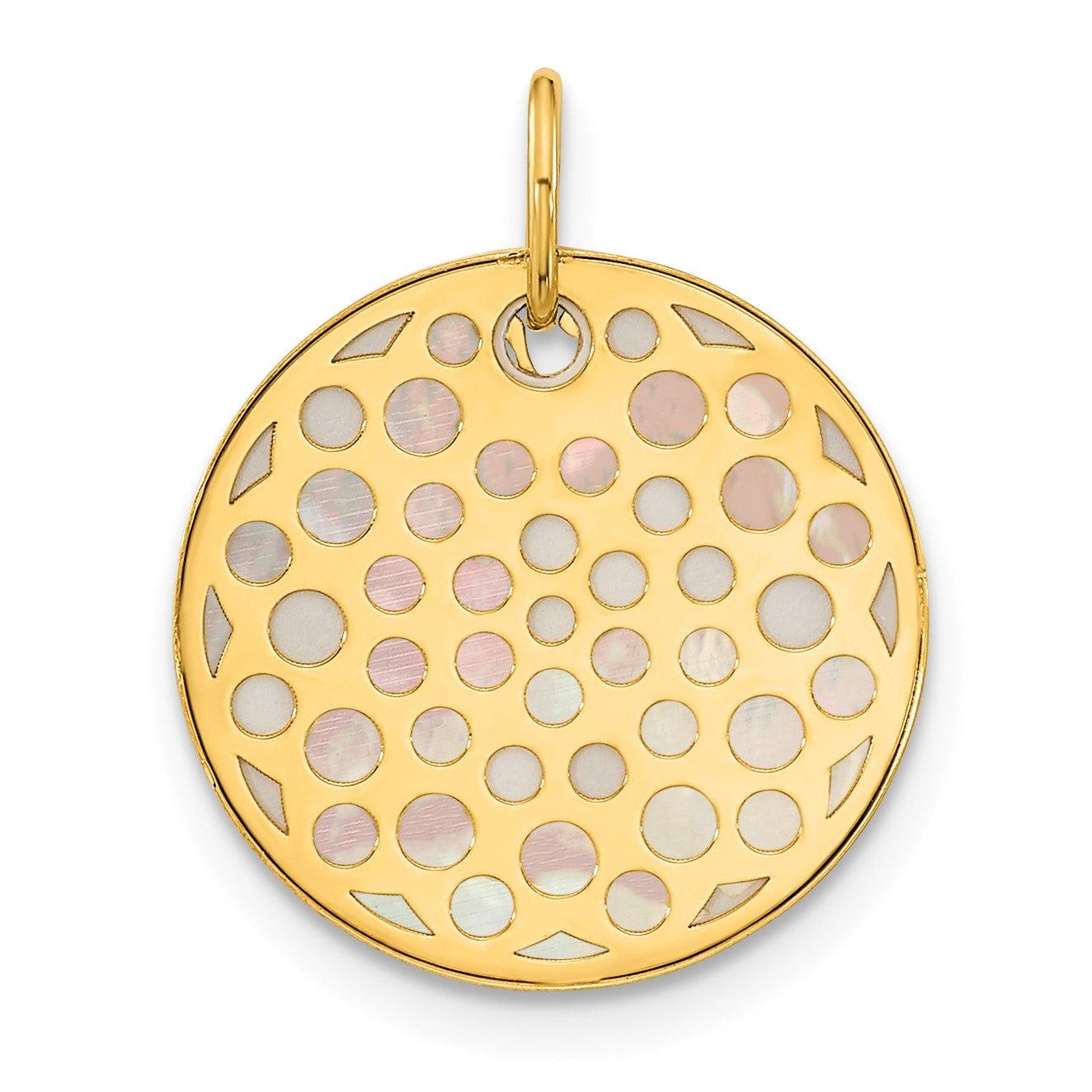 14K Polished Mother of Pearl Earth Pendant