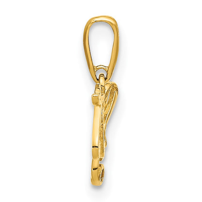 14K Polished Music Notes and Treble Clef Pendant