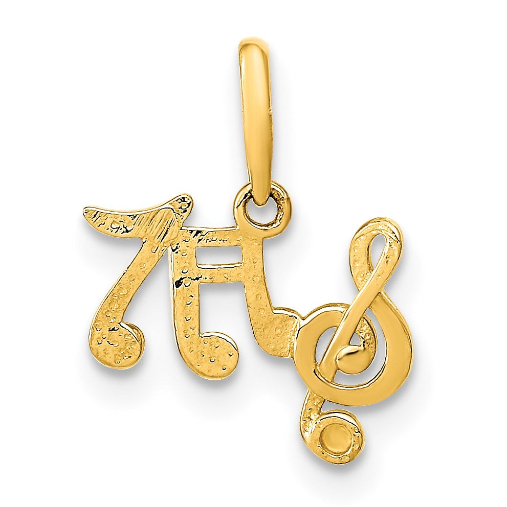 14K Polished Music Notes and Treble Clef Pendant