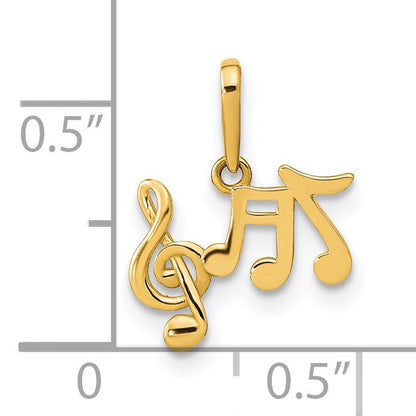14K Polished Music Notes and Treble Clef Pendant