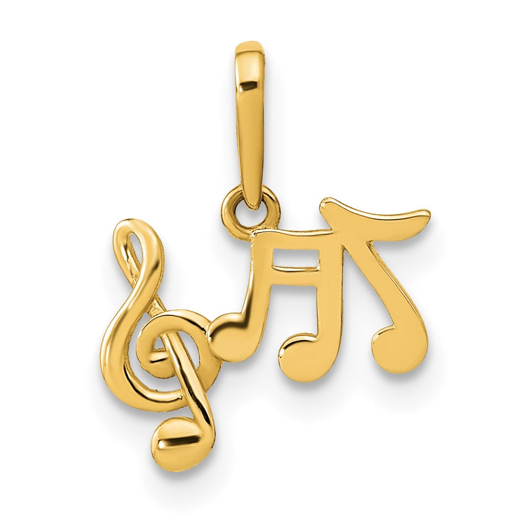 14K Polished Music Notes and Treble Clef Pendant