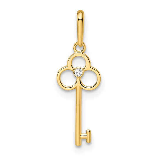 14k CZ Key Pendant