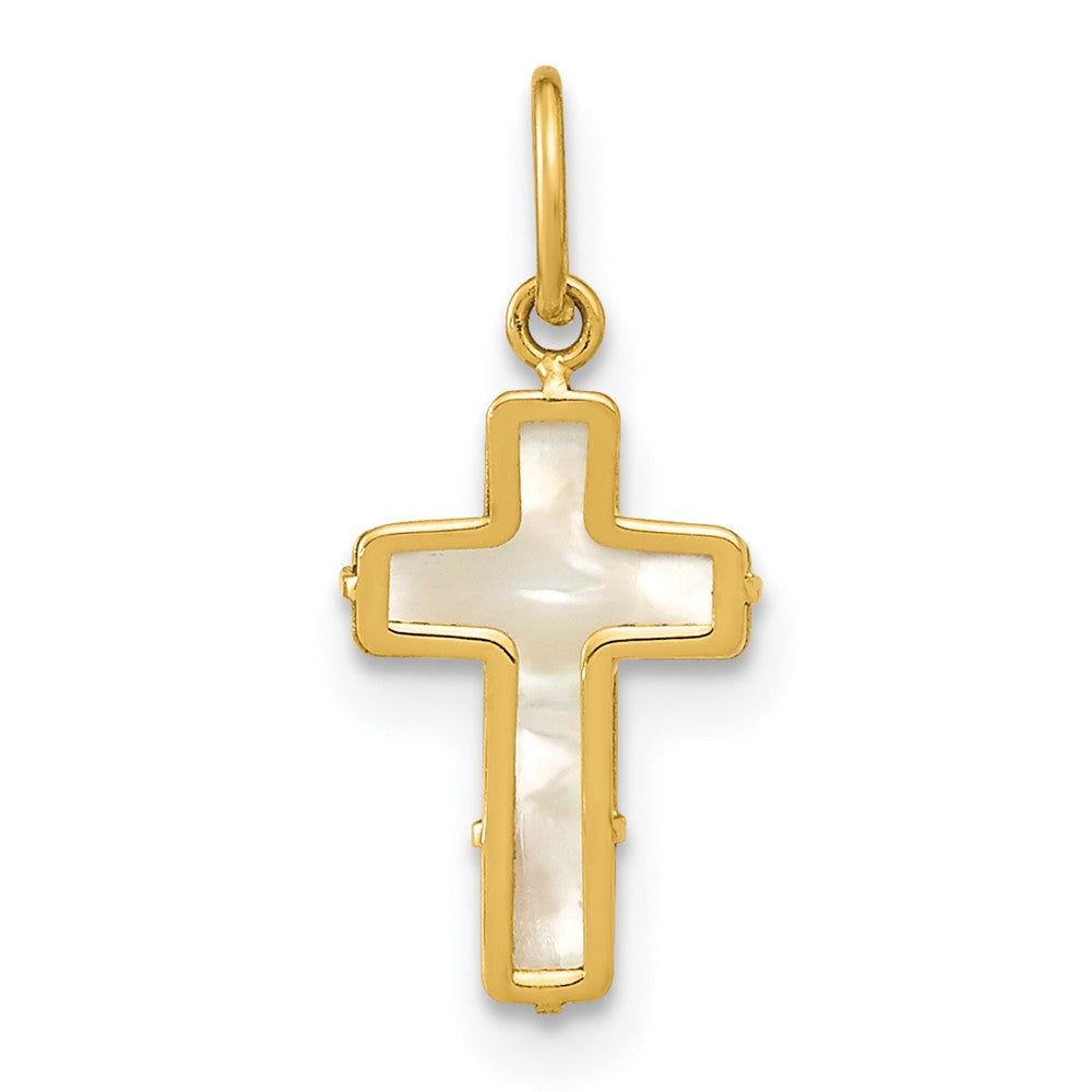 14K Polished Mother of Pearl Cross Pendant