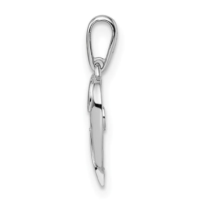 14k White Gold CZ Heart Pendant
