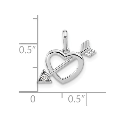 14K White Gold Cut-out Heart with Arrow CZ Pendant