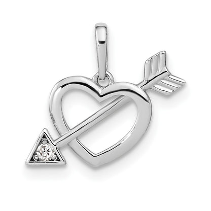 14K White Gold Cut-out Heart with Arrow CZ Pendant