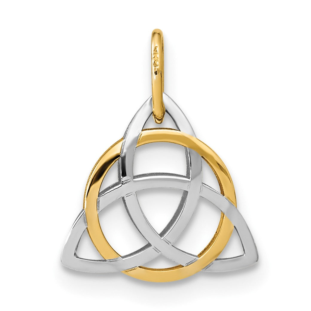 14K and White Rhodium Polished Celtic Pendant
