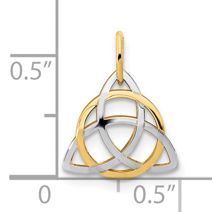 14K and White Rhodium Polished Celtic Pendant